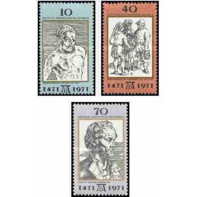 3 عدد تمبر پانصدمین سال تولد آلبرشت دورر - نقاش - جمهوری دموکراتیک آلمان 1971