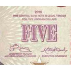اسکناس 5 دلار - لیبریا 2016