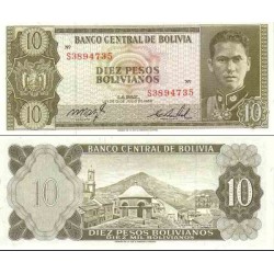 اسکناس 10 بولیوانوس (10 بولیوار) - بولیوی 1962