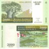 اسکناس 2000 آریاری - ماداگاسکار 2010 بدون ذکر مبلغ به فرانک در حاشیه