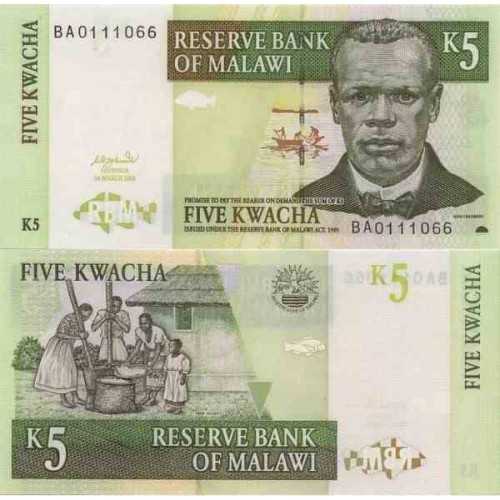 اسکناس 5 کواچا - مالاوی 2004