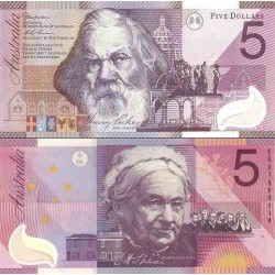 اسکناس پلیمر 5 دلار - یادبود صدمین سالگرد مشترک المنافع - استرالیا 2001  بدون سورشارژ 1901-2001- سفارشی