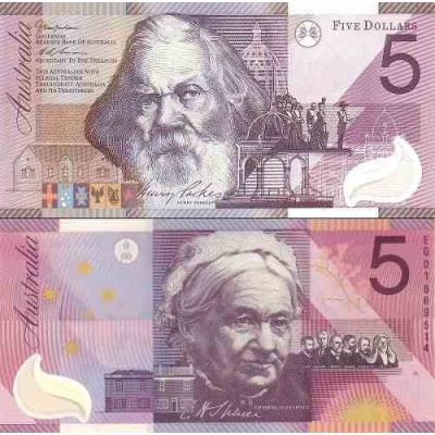 اسکناس پلیمر 5 دلار - یادبود صدمین سالگرد مشترک المنافع - استرالیا 2001  بدون سورشارژ 1901-2001- سفارشی