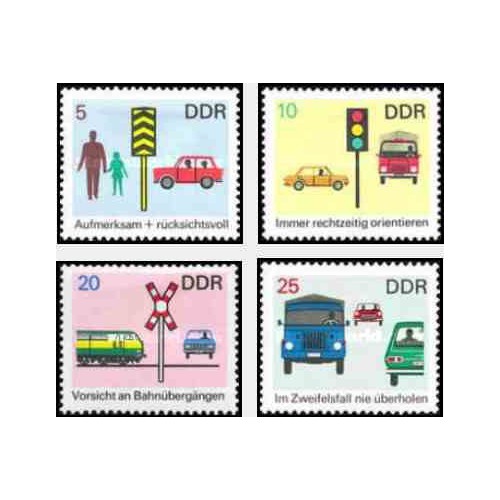 4 عدد تمبر ایمنی ترافیک - جمهوری دموکراتیک آلمان 1969