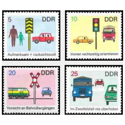 4 عدد تمبر ایمنی ترافیک - جمهوری دموکراتیک آلمان 1969