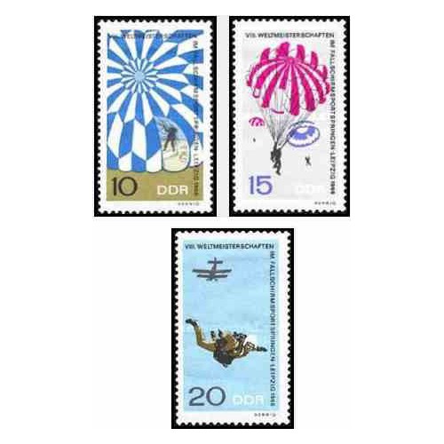 3 عدد تمبر مسابقات جهانی پرش با چتر نجات - جمهوری دموکراتیک آلمان 1966