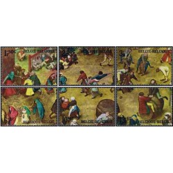 6 عدد تمبر تابلو نقاشی اثر بروگلز - بلژیک 1967