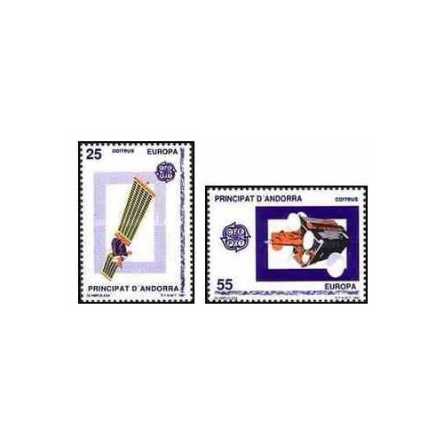 2 عدد تمبر مشترک اروپا - Europa Cept - اسپانیا آندورا 1991