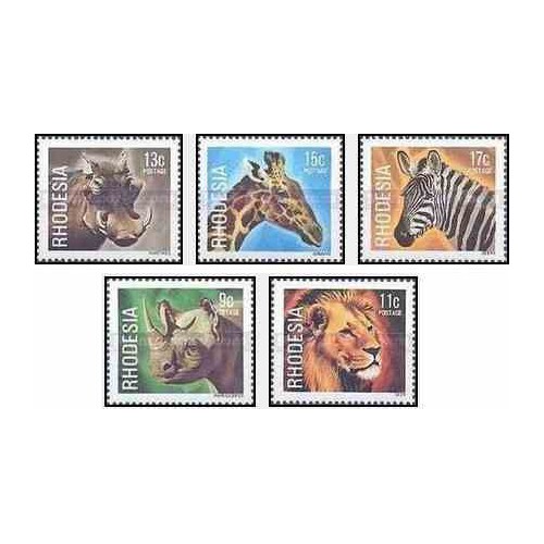 5 عدد تمبر حیات وحش - سری پستی - رودزیا 1978