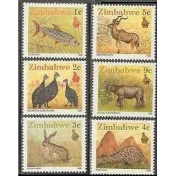 6 عدد تمبر حیات وحش - زیمباوه 1990