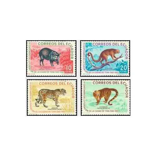 4 عدد تمبر حیوانات تنا - اکوادور 1961
