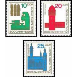 3 عدد تمبر 800مین سال کلیسای کارل مارکس اشتاد - جمهوری دموکراتیک آلمان 1965