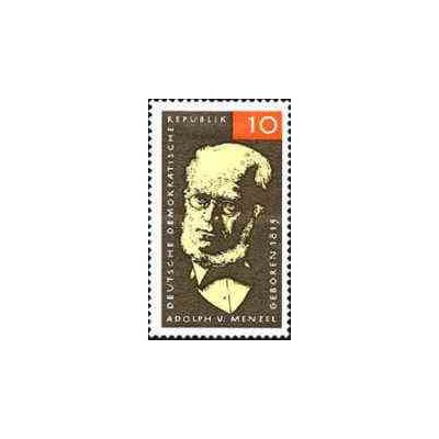 1 عدد تمبر یادبود آدولف فون منزل - هنرمند رئالیست - جمهوری دموکراتیک آلمان 1965