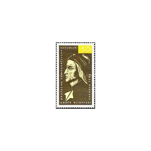 1 عدد تمبر یادبود دانته - شاعر ایتالیائی - جمهوری دموکراتیک آلمان 1965