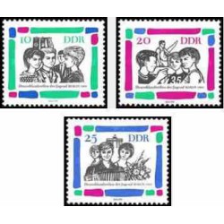 3 عدد تمبر گردهمائی جوانان در برلین - جمهوری دموکراتیک آلمان 1964