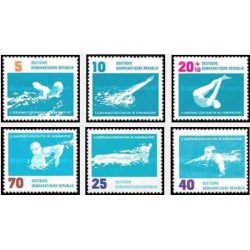 6 عدد تمبر مسابقات قهرمانی شنای اروپا - جمهوری دموکراتیک آلمان 1962