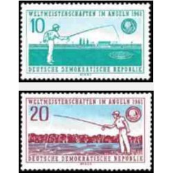 2 عدد تمبر مسابقات جهانی ماهیگیری ورزشی - جمهوری دموکراتیک آلمان 1961
