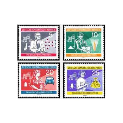 4 عدد تمبر روز صنایع شیمیائی - جمهوری دموکراتیک آلمان 1960 4 عدد تمبر روز صنایع شیمیائی - جمهوری دموکراتیک آلمان 1960