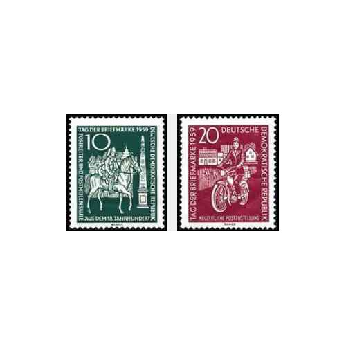 2 عدد تمبر روز تمبر - جمهوری دموکراتیک آلمان 1959