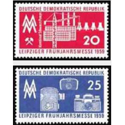 2 عدد تمبر نمایشگاه بهاره لایپزیک - جمهوری دموکراتیک آلمان 1959