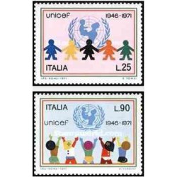 2 عدد تمبر 25مین سالگرد یونیسف  -  ایتالیا 1971