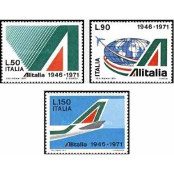 3 عدد تمبر 25مین سالگرد هواپیمائی آلیتالیا - ایتالیا 1971