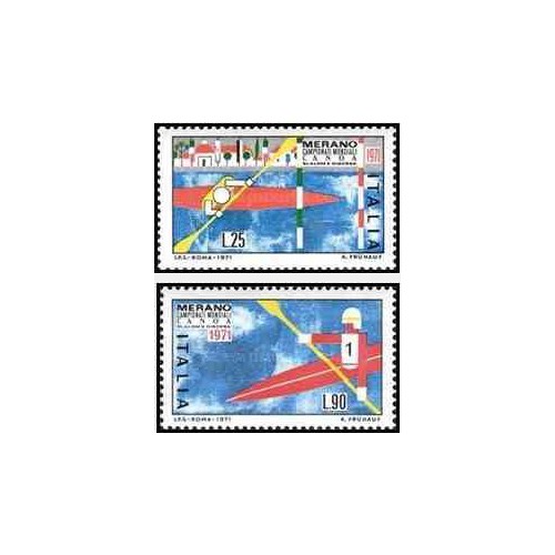 2 عدد تمبر مسابقات جهانی کتنو سرعت - ایتالیا 1971