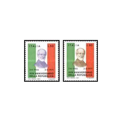 2 عدد تمبر 25مین سالگرد جمهوری ایتالیا - ایتالیا 1971