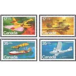 4 عدد تمبر هواپیماها و قایقهای پرنده - کانادا 1979