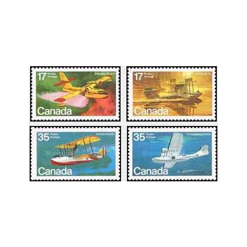 4 عدد تمبر هواپیماها و قایقهای پرنده - کانادا 1979
