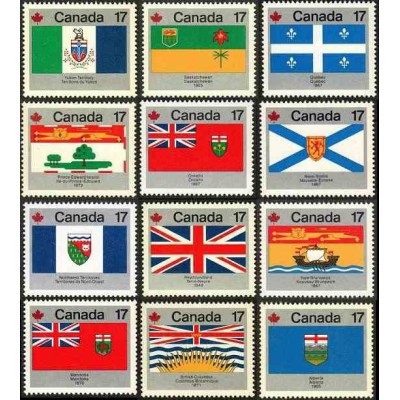 12 عدد تمبر روز کانادا - پرچمهای استانی و منطقه ای - کانادا 1979