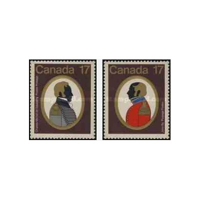2 عدد تمبر کانادائی های مشهور - سرهنگ سالابری قهرمان نظامی و سرهنگ جان بای مهندس ارتش - کانادا 1979