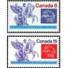 2 عدد تمبر صدمین سال اتحادیه جهانی پست - UPU - کانادا 1974