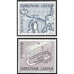 2 عدد تمبر مشترک اروپا - Europa Cept - حوادث تاریخی - جزائر فارو  1982