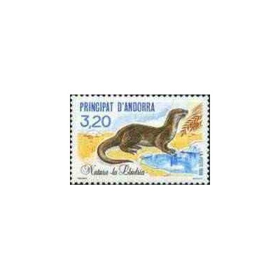 1 عدد تمبر حفاظت از طبیعت - سمور آبی - فرانسه آندورا 1990