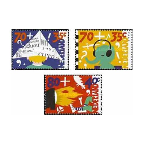 3 عدد تمبر مراقبت از کودکان - هلند 1993