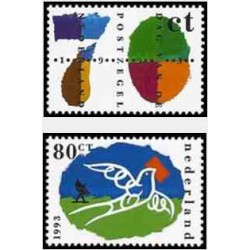 2 عدد تمبر روز تمبر - هلند 1993