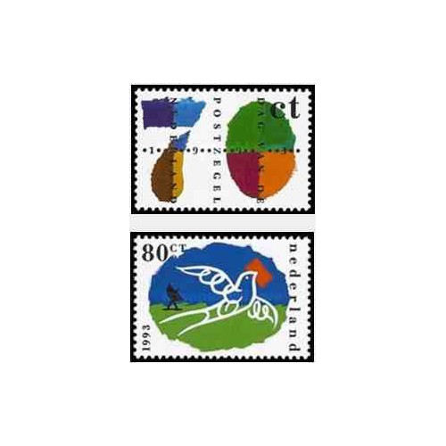 2 عدد تمبر روز تمبر - هلند 1993