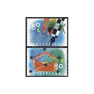 2 عدد تمبر نامه تبریک - هلند 1993