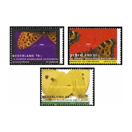 3 عدد تمبر پروانه ها - هلند 1993