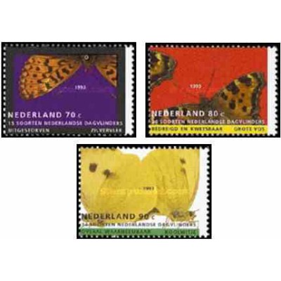 3 عدد تمبر پروانه ها - هلند 1993