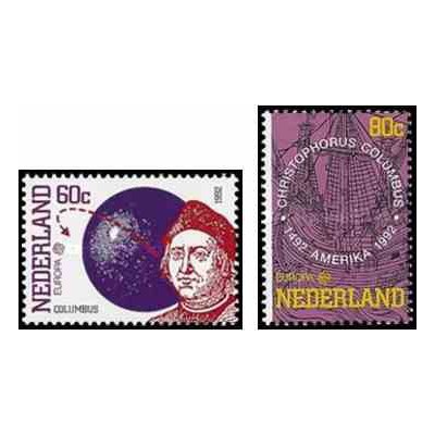 2 عدد تمبر مشترک اروپا -Europa Cept - کریستف کلمب - هلند 1992