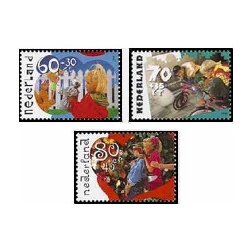 3 عدد تمبر مراقبت از کودکان - هلند 1991
