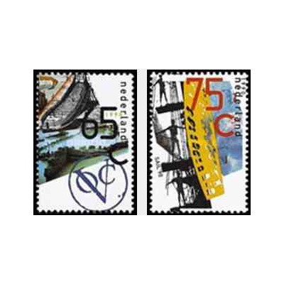 2 عدد تمبر ناوبری - کشتی  - هلند 1990