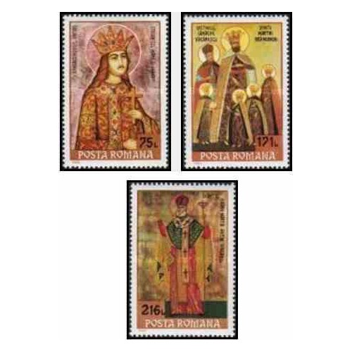 3 عدد تمبر تابلو نقاشی شمایلها - رومانی 1993