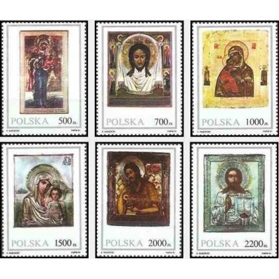 6 عدد تمبر شمایلها از موزه زیلونا - لهستان 1991