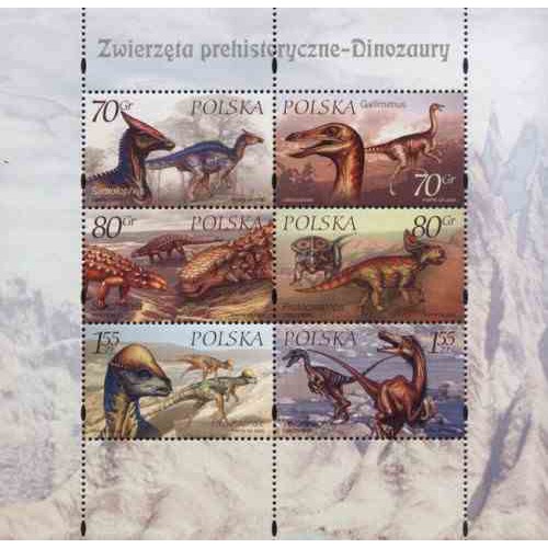مینی شیت جانداران ماقبل تاریخ - دایناسورها  - لهستان 2000