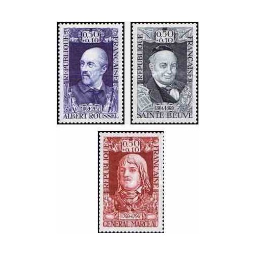 3 عدد تمبر چهره های نامدار - آلبرت راسل ،ژنرال مارسیو، سنته بیو  - فرانسه 1969