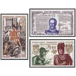 3 عدد تمبر تاریخ فرانسه - هنری چهارم - فرانسه 1969