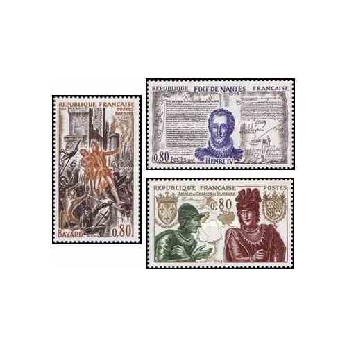 3 عدد تمبر تاریخ فرانسه - هنری چهارم - فرانسه 1969